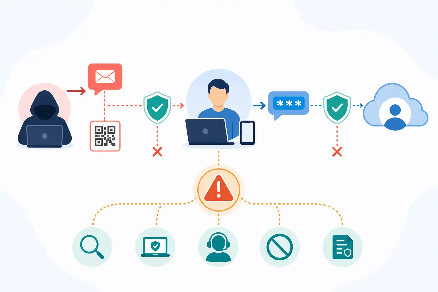 Infografik zu Device-Code-Phishing in Microsoft 365 erkennen und verhindern (KI-generiert)